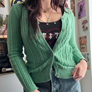 Green sweater cardigan